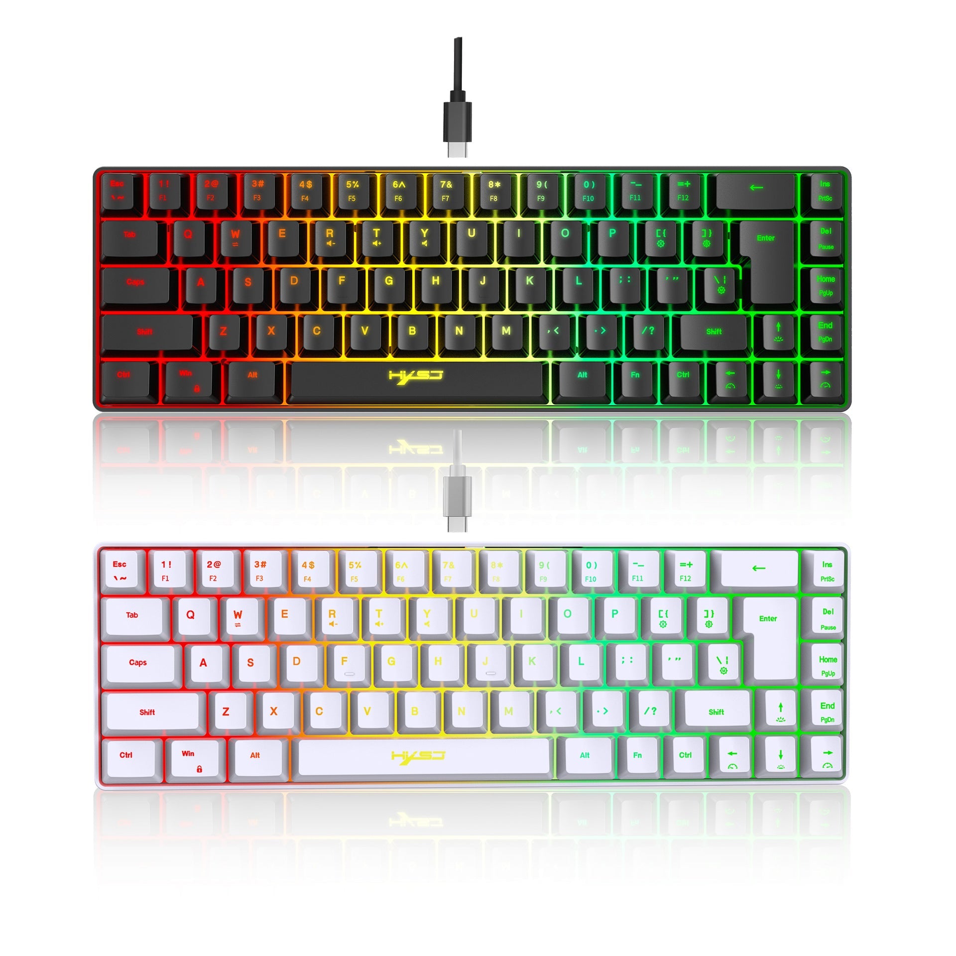 60% Mini 68 Key Mechanical Texture Film Gaming Keyboard ABS Material RGB Backlit Mini Portable Keyboard - Korvel