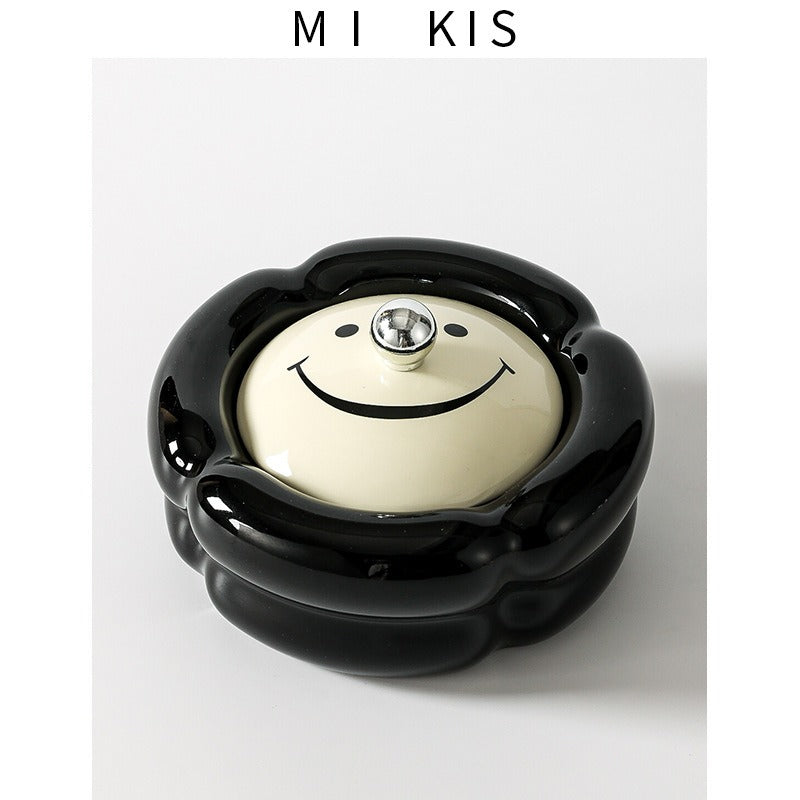 Elegant Ceramic Ashtray with Lid for Home and Office