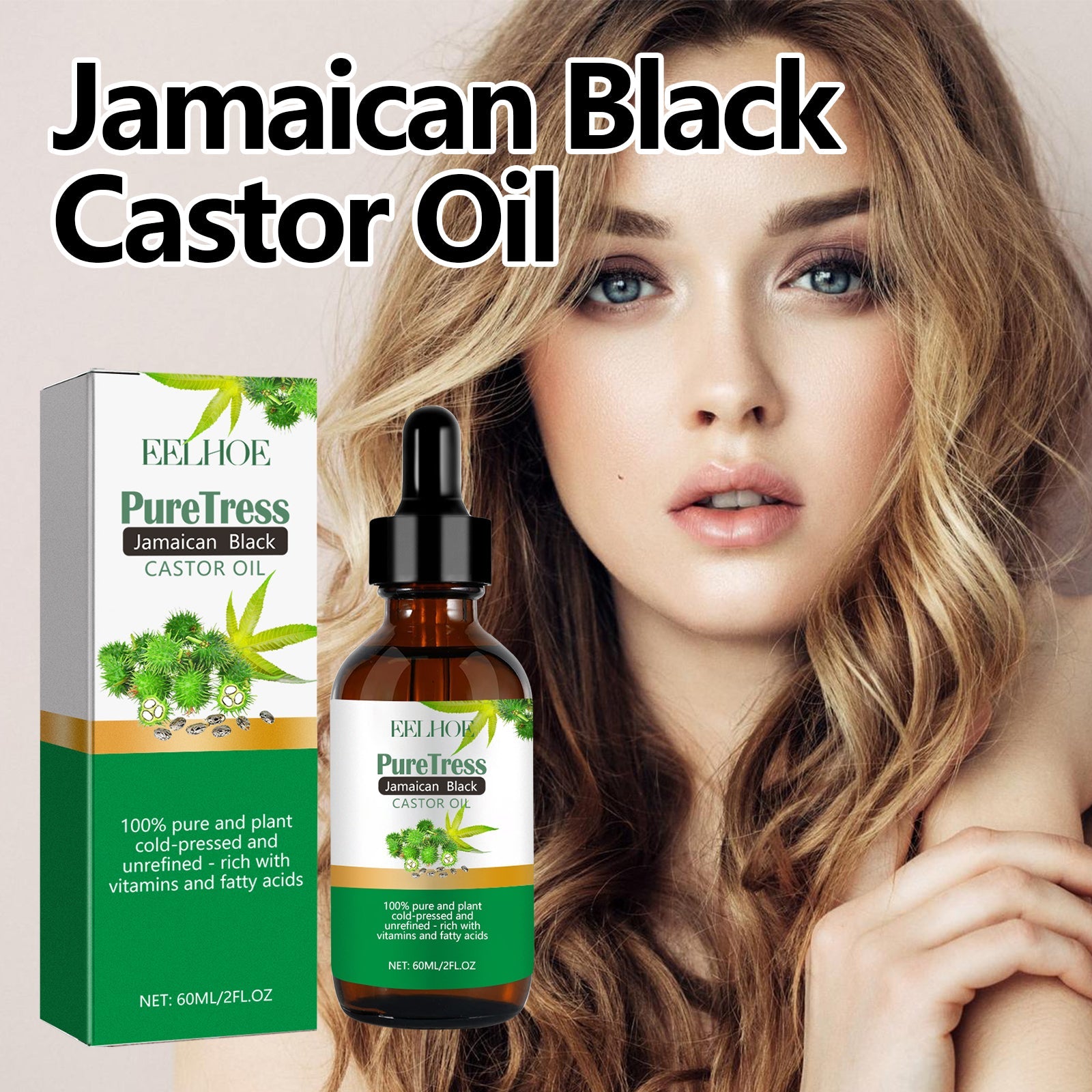 Jamaican Black Castor Oil, Moisturize Scalp And Prevent Dry Hair Thick And Solid Hair Beautiful And Shiny Easy To Absorb Essential Oils - Korvel
