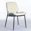 2-piece retro linen chair set with curved wooden backrest, cushioned seat, adjustable metal legs, (Beige PU) - Korvel