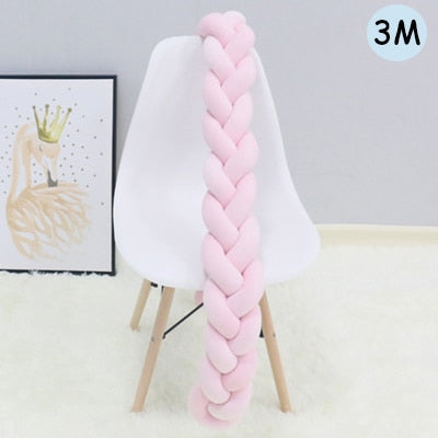 1Pcs 1M/2M/3M Baby Handmade Nodic Knot Newborn Bed Bumper Long Knotted Braid Pillow Baby Bed Bumper Knot Crib Infant Room Decor - Korvel
