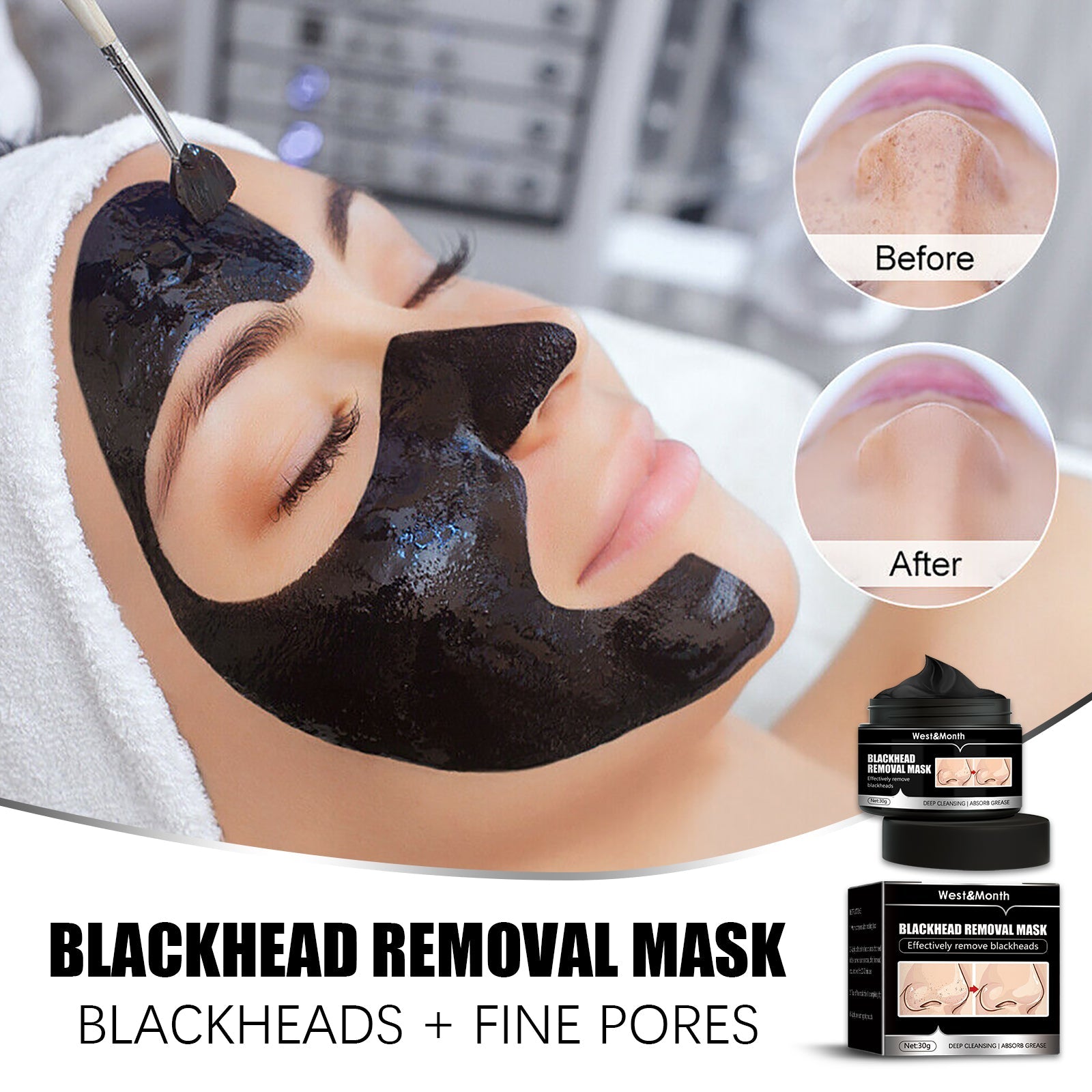 Blackhead Removal Mask, Peel Off Remove Blackhead Activated Carbon Cleansing Face Mask - Korvel