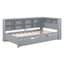 Wooden Twin Size DayBed with Twin Size Trundle, DayBed with Storage Shelf and USB Charging Ports,Grey - Korvel