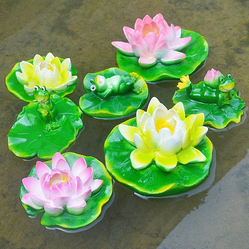 Floating Frog and Fish Pond Scenery Water Surface Decoration Water Fountain Resin - Korvel