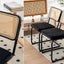 Dining Chairs Set of 2 velvet wicker side decorative chairs, black painted legs, modern medieval Bruell designed chairs, - Korvel