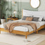 Queen Size Rubber Wooden , Solid Wooden Bed with Teddy Velvet Cushion Upholstered Headboard, Enhanced by Support Feet - Korvel