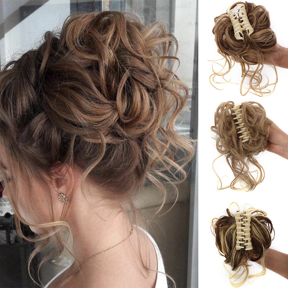 Synthetic Messy Curly Claw Hair Bun Chignon Hair Extensions Scrunchy Fake False Hair With Tail for Women Hairpieces - Korvel