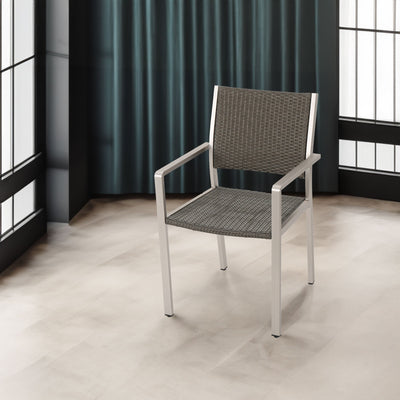Cape Coral Outdoor Wicker Dining Chairs - 2-Pcs Set, Grey