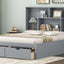 Elegant Queen Size Platform Bed with Storage Headboard, Gray