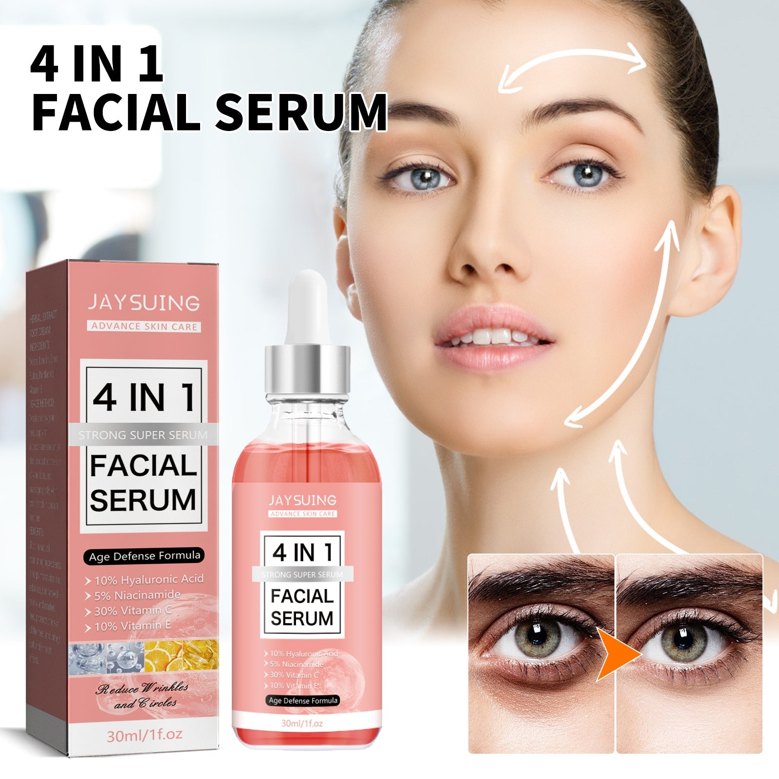 4 In 1 Face Serum Lighten Fine Lines Moisturizing Hydrating Firming And Moisturizing Skin Serum - Korvel
