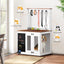 Premium Graffiti Dog Crate with Double Doors - White Vintage