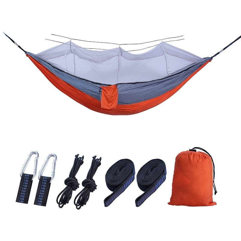Bourette spinning 210T Nylon Hammock Outdoor Anti-mosquito Hammock Outdoor Camping Goods Bed Bearing - Korvel