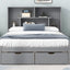 Full Size Platform Bed with Storage Headboard and 2 Drawers, Gray - Korvel