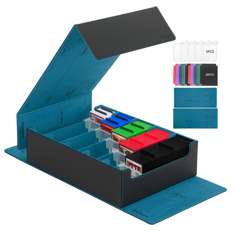 3800+ Capacity Card Storage Box. Includes 20 Dividers, 5 Supporters, Leather Magnetic Closure. Great for YuGiOh & MTG Cards. - Korvel