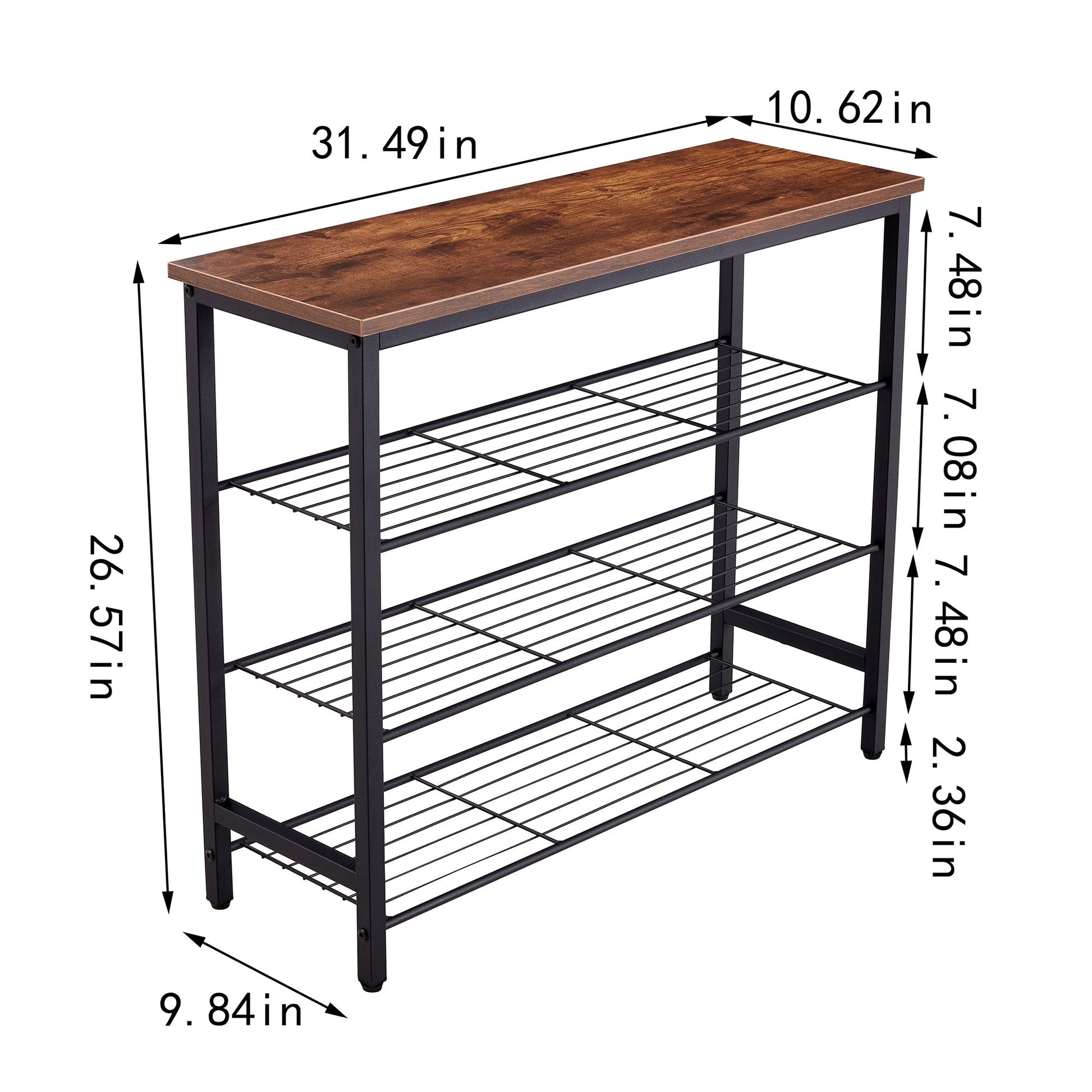 DN 4-Tier Metal Shoe Rack, Modern Multifunctional Shoe Storage Shelf with MDF Top Board, 1 pc per carton - Korvel