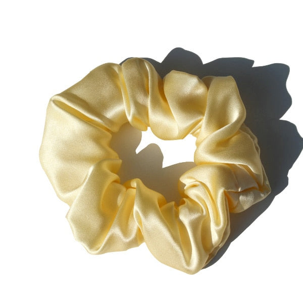 Pure Silk Large Scrunchies Ropes Hair Bands Ties Elastics Ponytail Holders for Women Girls Hair Accessories 19 Momme 3.5CM - Korvel