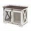 Farm kennel Flat noodles furniture with sliding barn door, farm wooden kennel end table, dog house with removable partition - Korvel