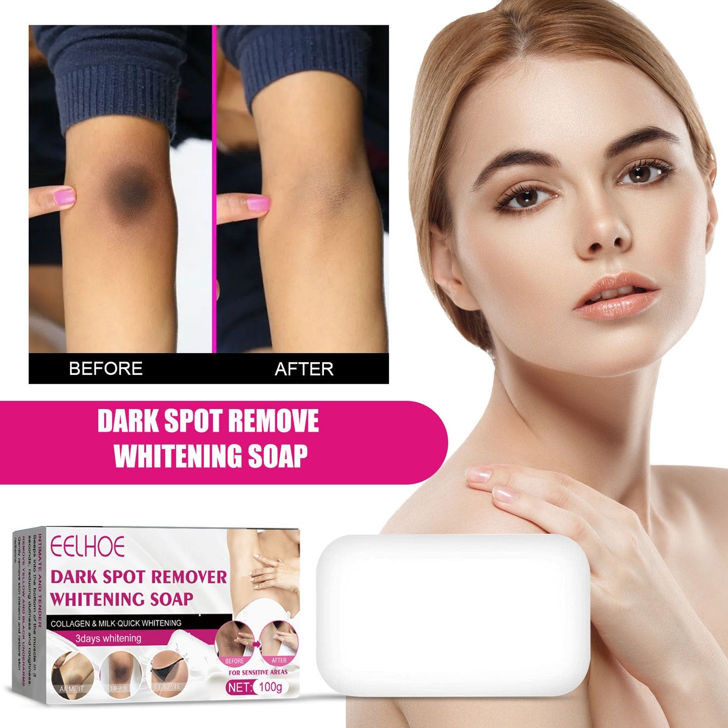 Underarm Beauty Soap, Joint Elbow Clean Desalting Skin Melanin White Body Moisturizing Brightening Skin - Korvel