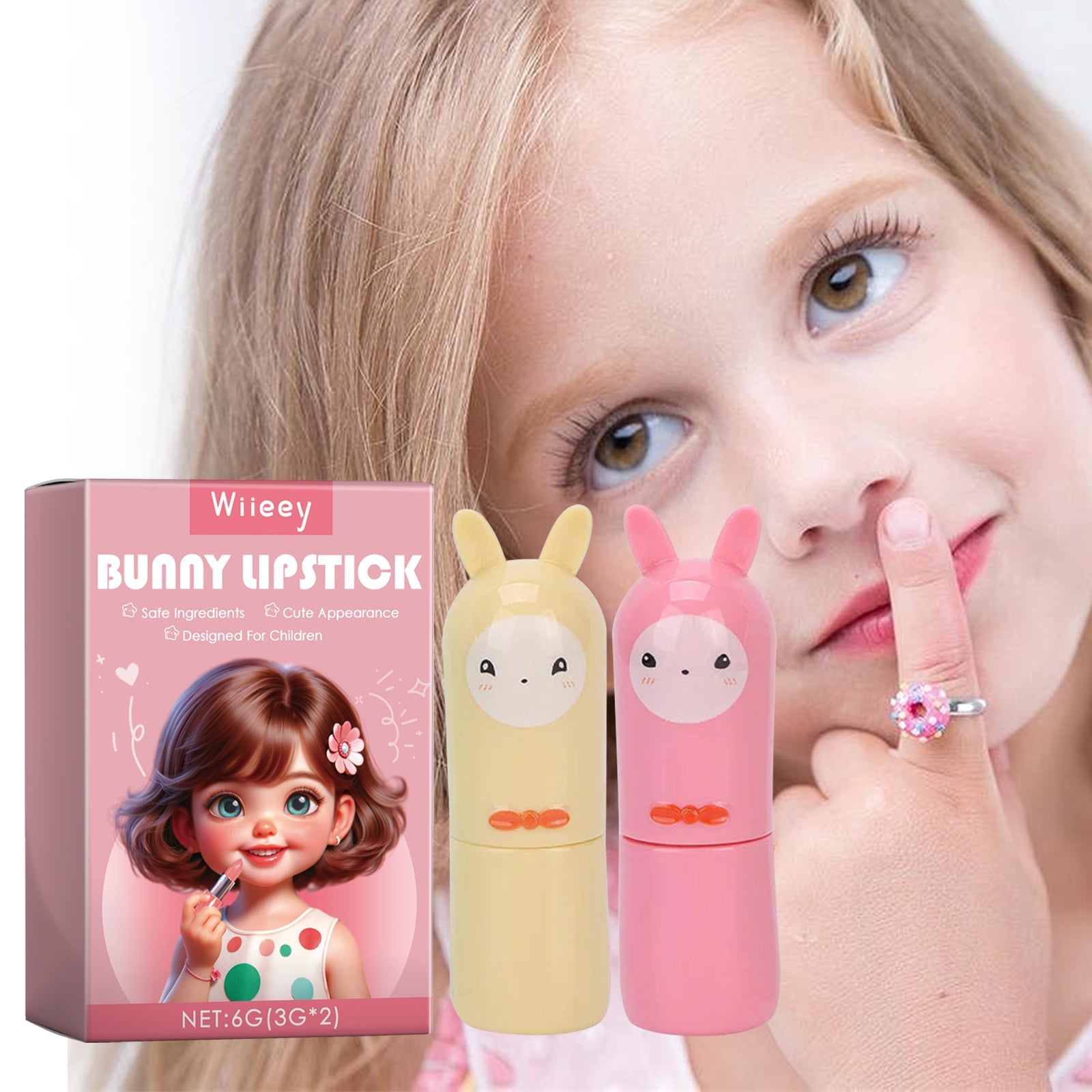 Bunny Lipstick, Easy Clean Lip Gloss Lip Oil Children's Play House Toy Lipstick - Korvel