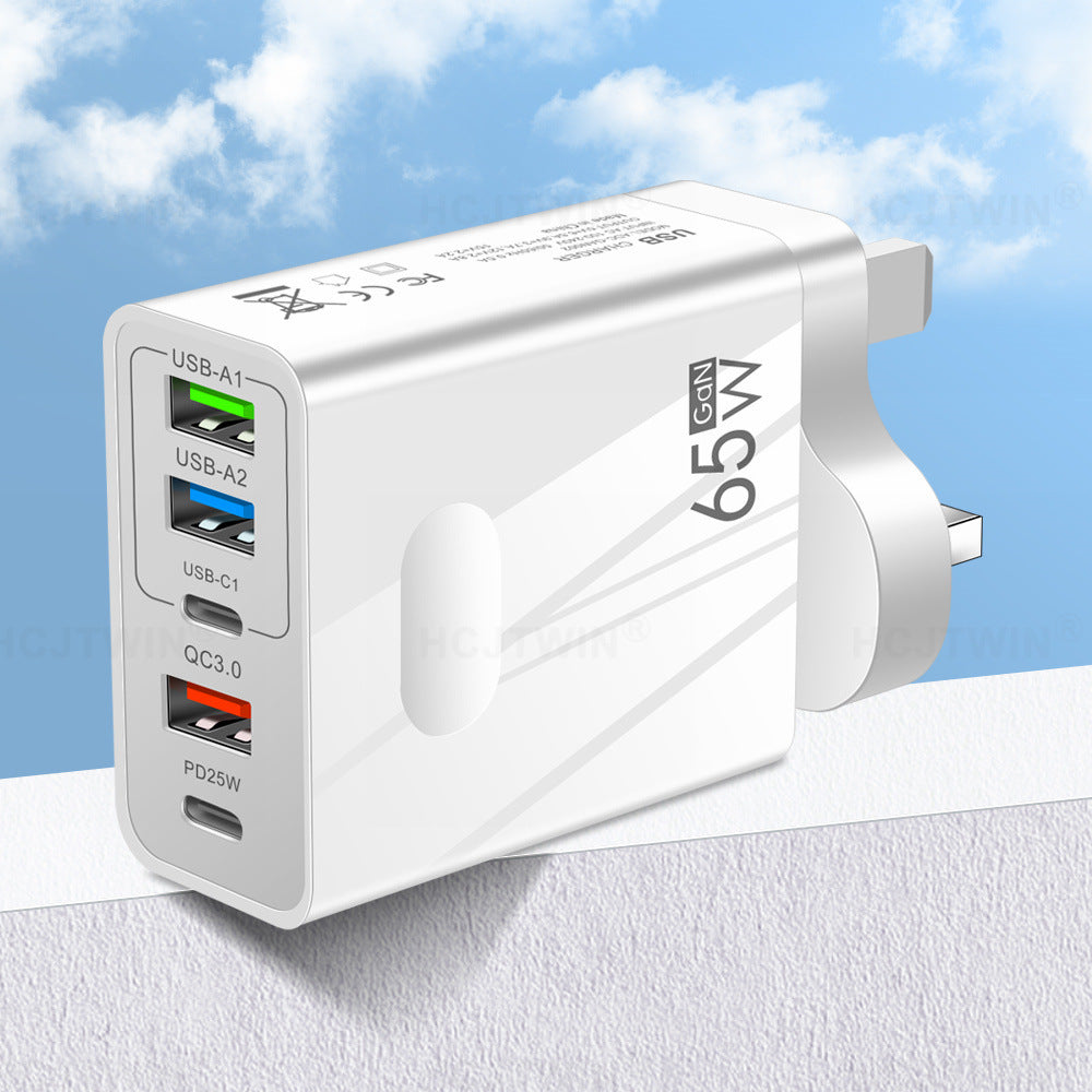 3.1A standard 65W fast charging mobile phone charger type-c PD+3USB multi port travel charging head - Korvel