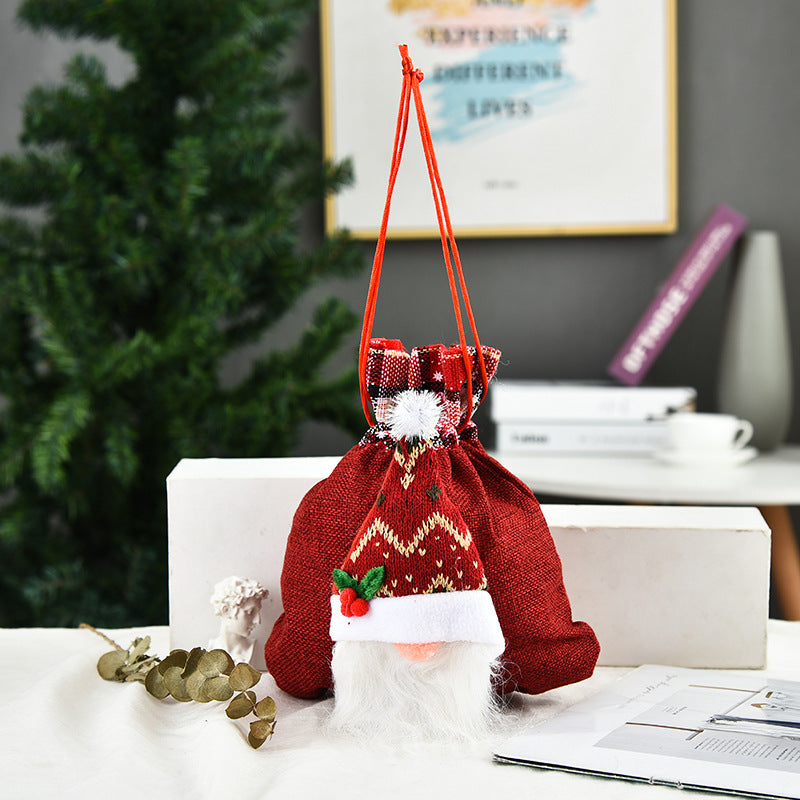 Christmas Faceless Doll Tote Bag Creative Christmas Apple Bag Candy Bag Christmas Gift Bundle Pocket - Korvel