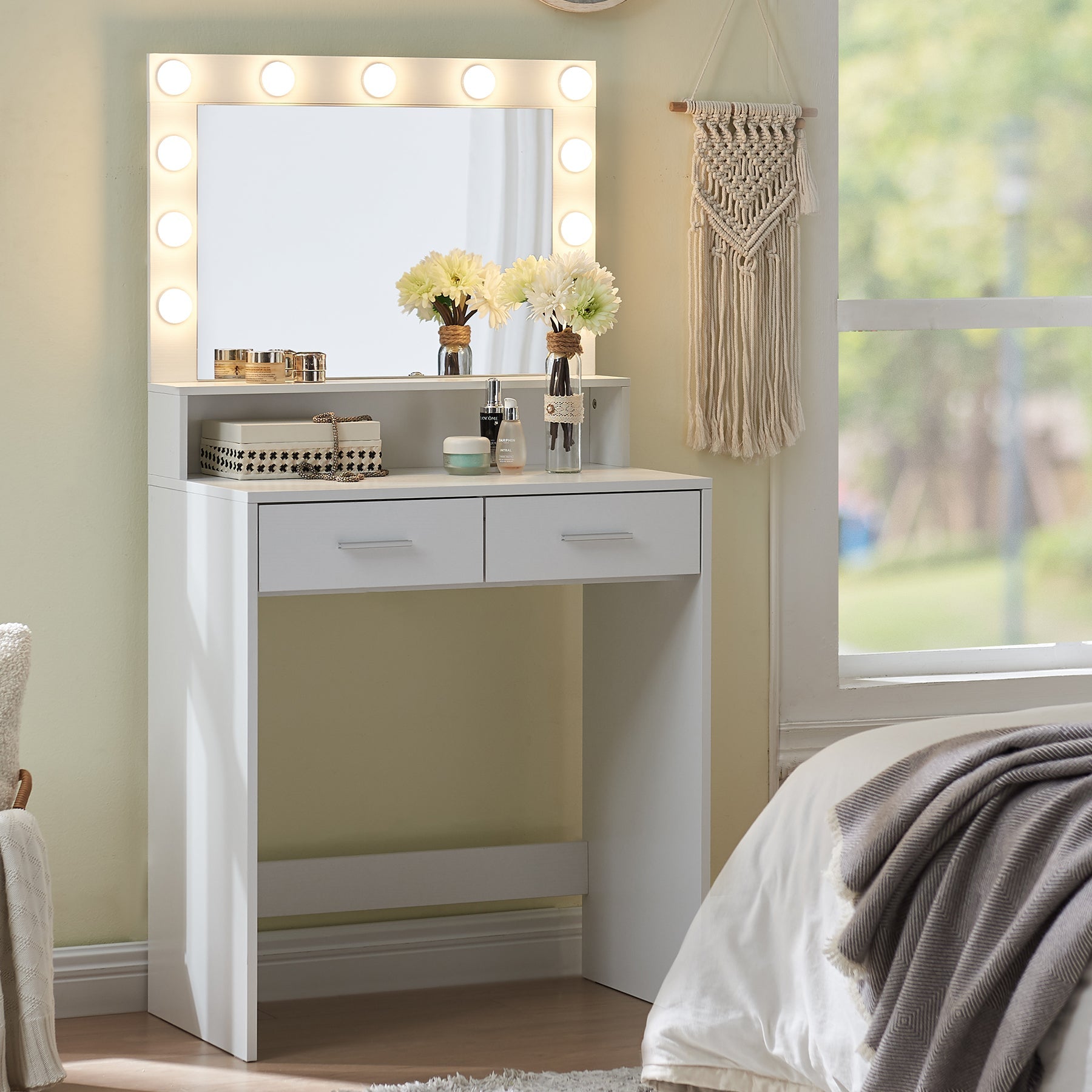 Makeup Vanity Desk with Mirror & Light - Korvel