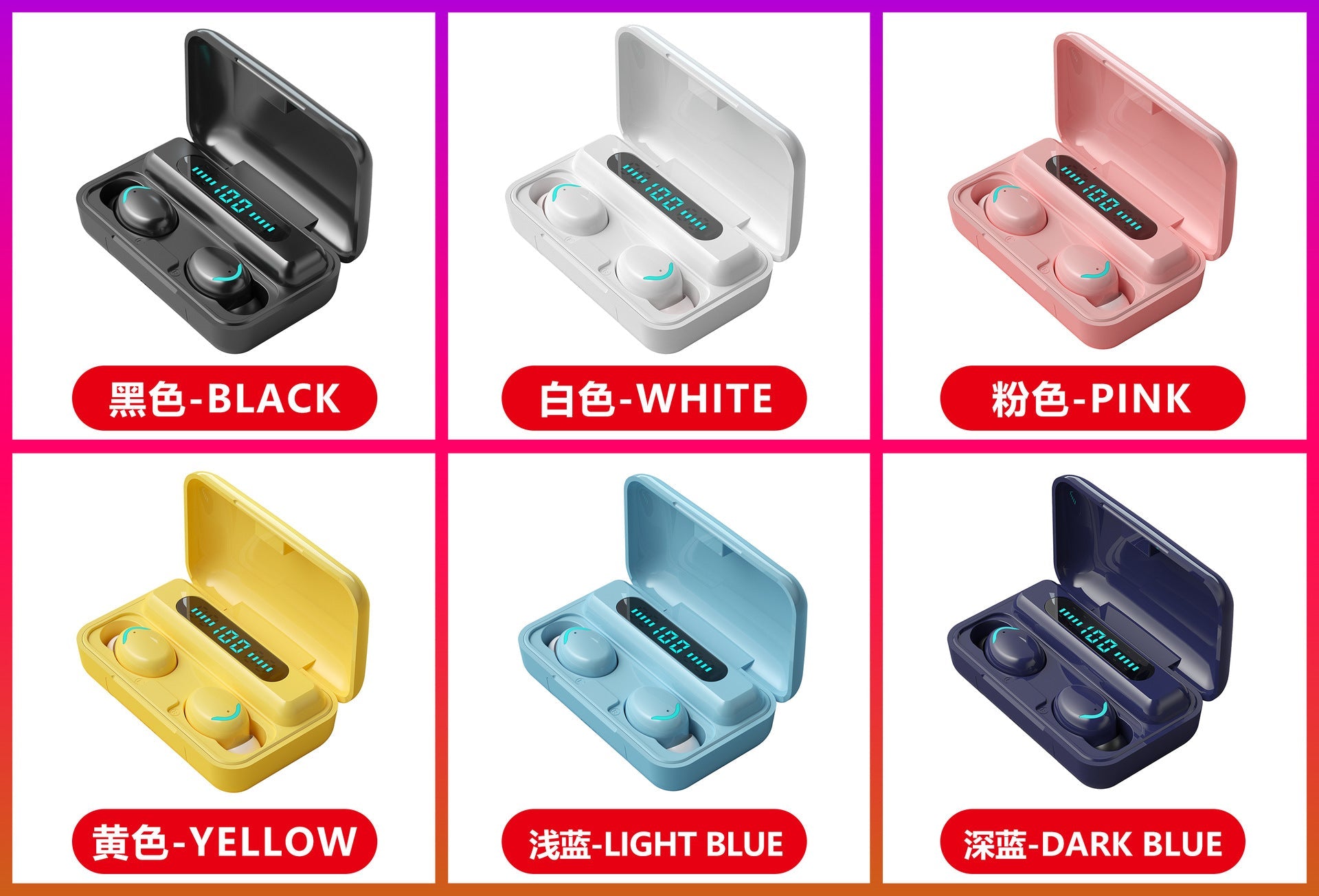 M10M30 Bluetooth Headset High-Capacity Wireless Private Model TWS New F9 Smiley Face Binaural 5.1 Noise Cancellation - Korvel