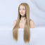 Linen Lace Front Wig Ombre Synthetic Hair Wig Middle Part Highlight Wig Long Straight Hair - Korvel