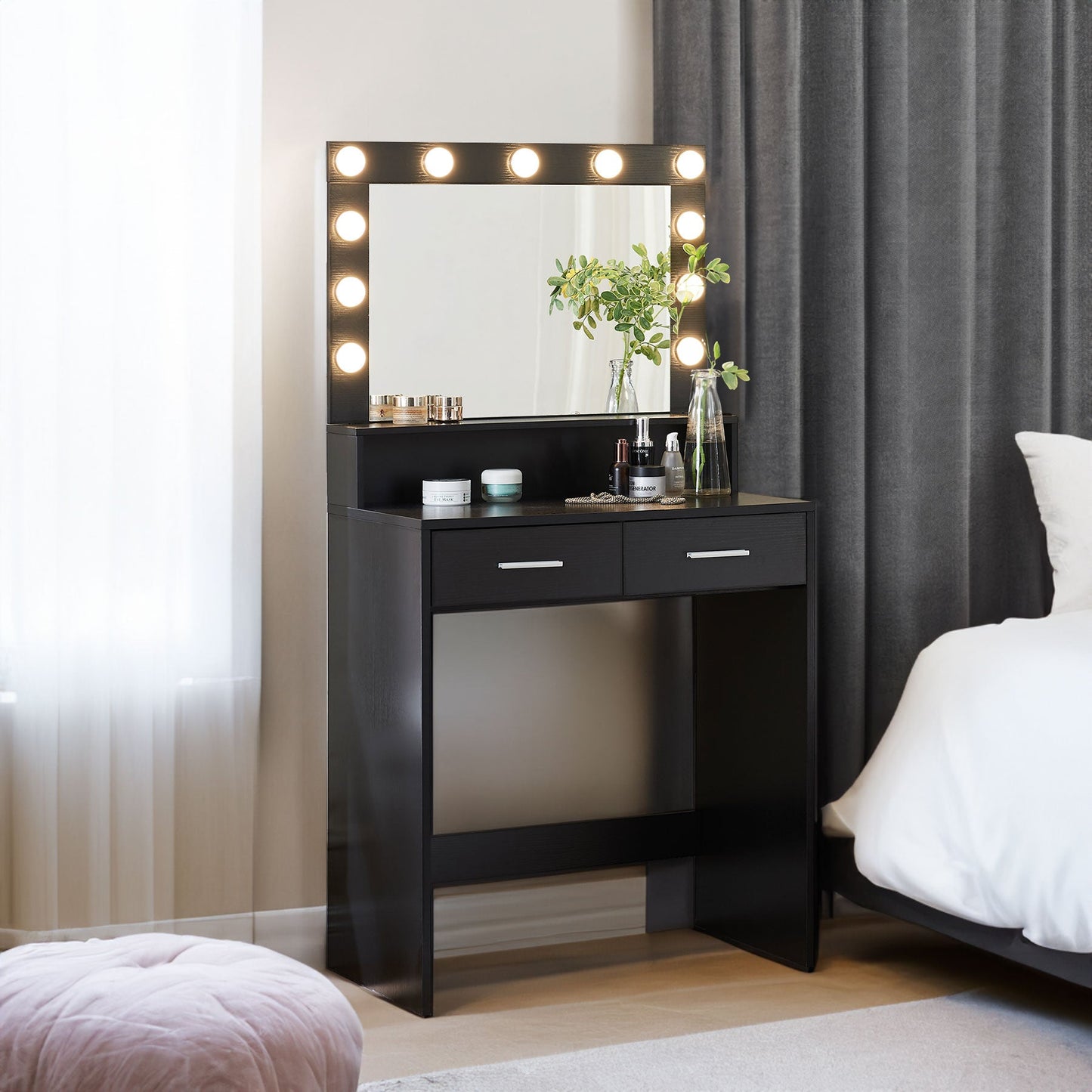 Makeup Vanity Desk with Mirror & Light - Korvel
