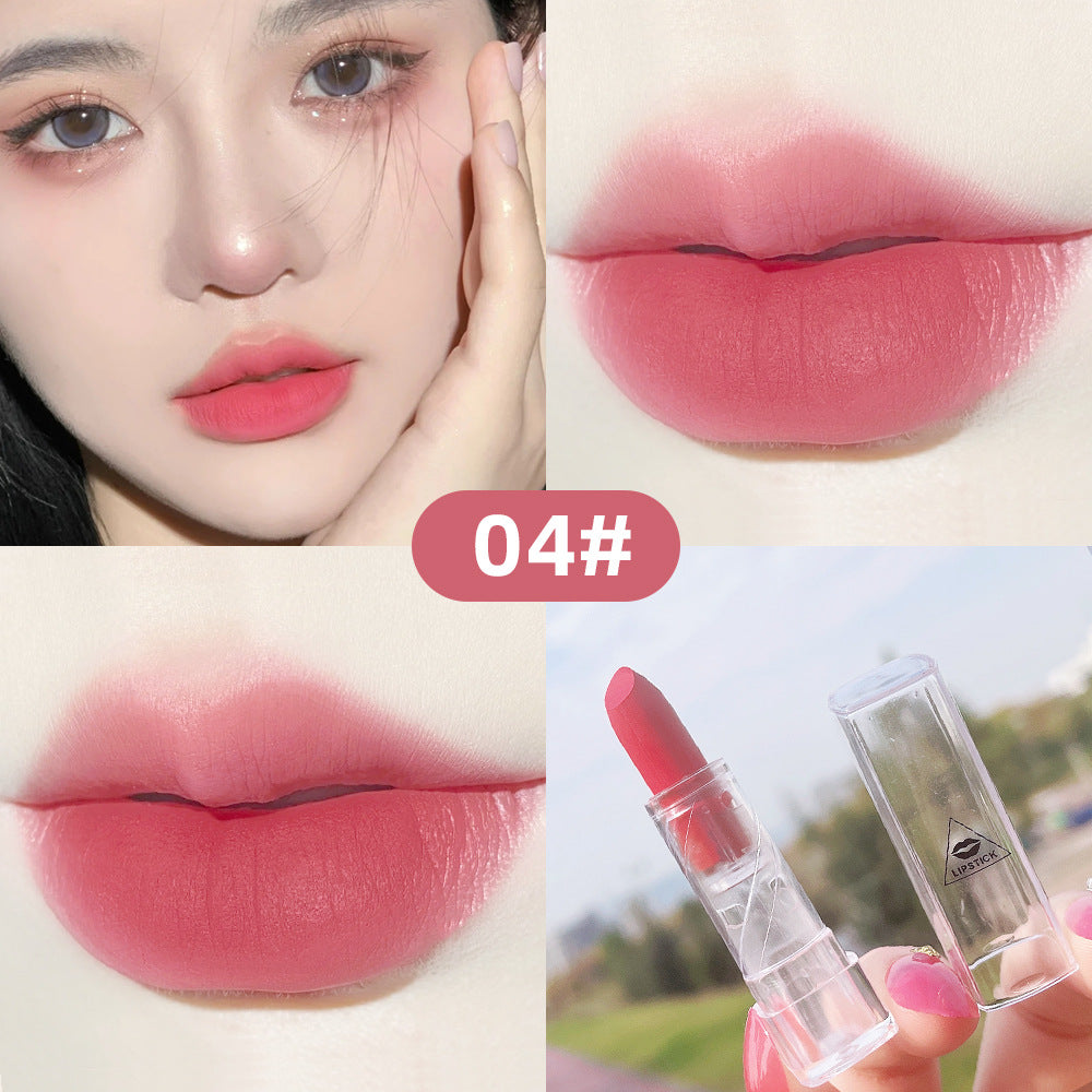 Transparent Shell Lipstick Matte Peach Pink Student Model Plain White Lipstick Sample Lipstick - Korvel