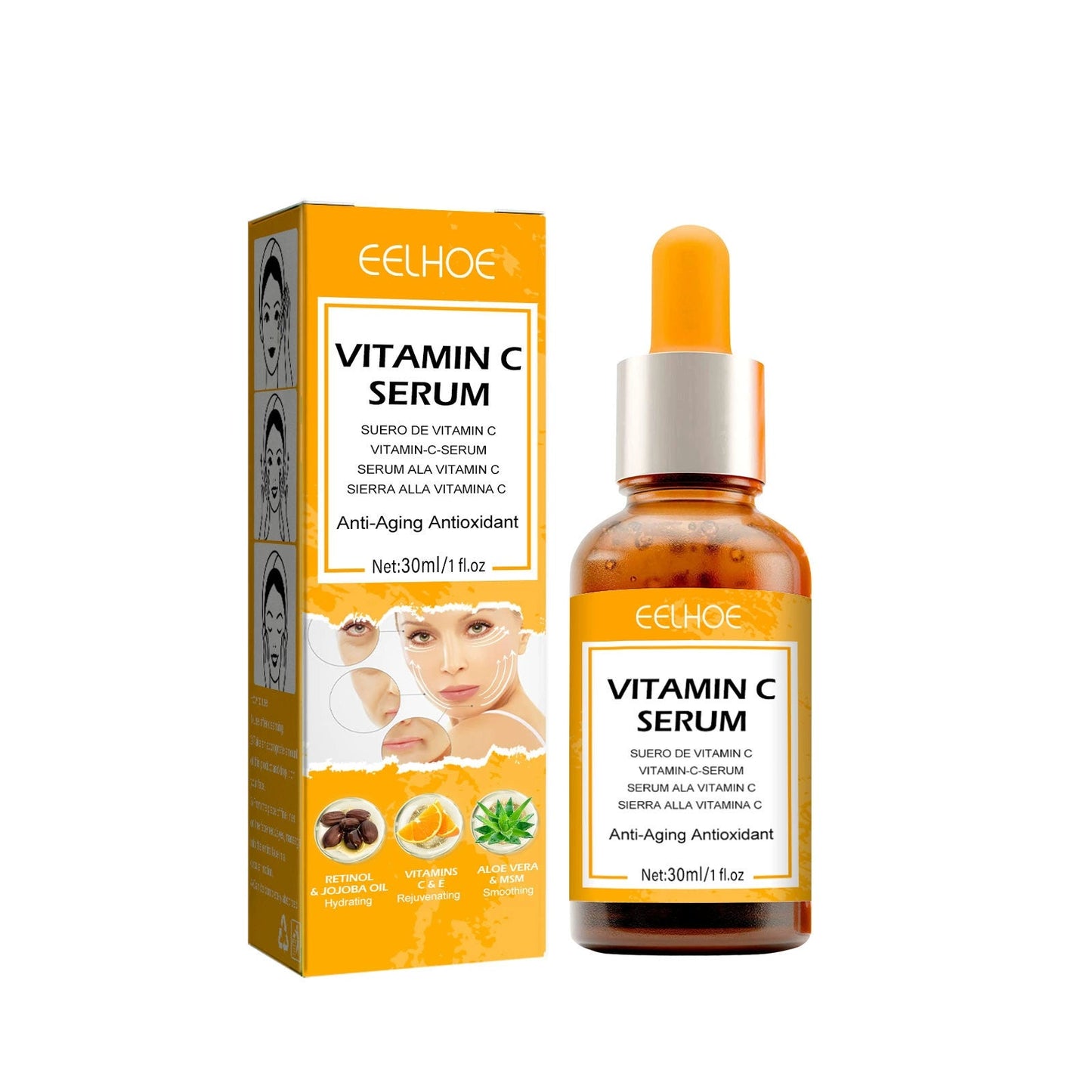 Vitamin C Anti-Aging Serum, Lighten Neck Lines And Facial Wrinkles, Firming And Tender Skin Anti-Wrinkle Serum - Korvel