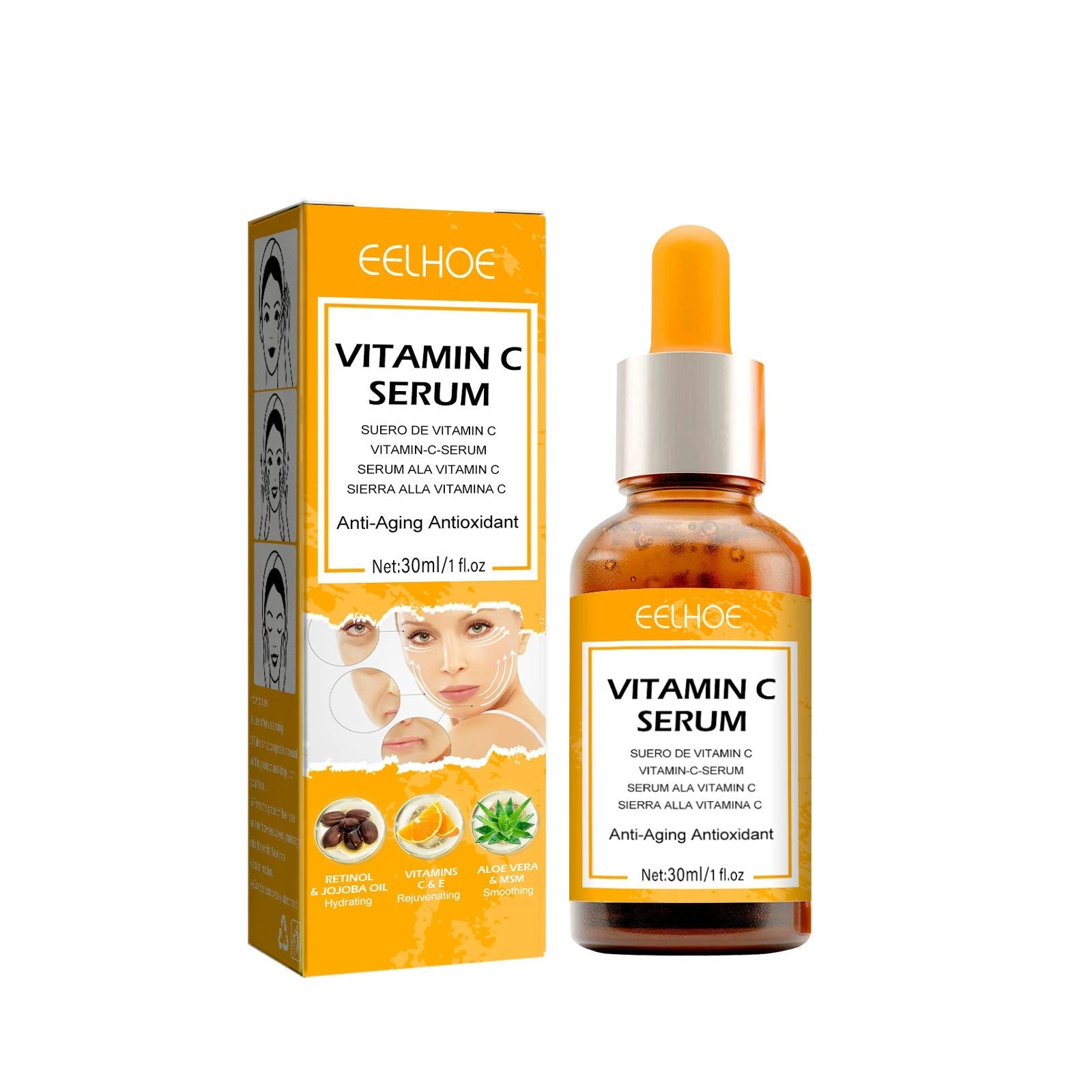 Vitamin C Anti-Aging Serum, Lighten Neck Lines And Facial Wrinkles, Firming And Tender Skin Anti-Wrinkle Serum - Korvel