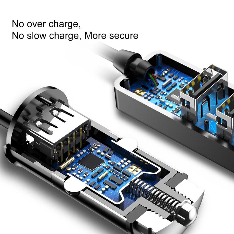 Baseus 4-Port Fast Car Charger - 5.5A Multi USB Adapter