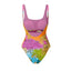 Cartoon print contrasting one-piece swimsuit set for women - Korvel