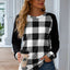 Plaid Round Neck Long Sleeve T-Shirt - Korvel