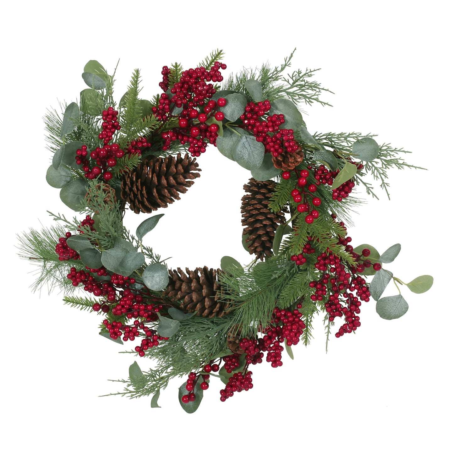 22" Berry, Eucalyptus, and Pinecone Wreath