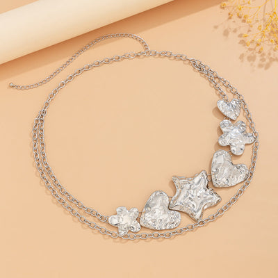 Punk exaggerated big heart metal style body chain sexy starfish waist chain - Korvel