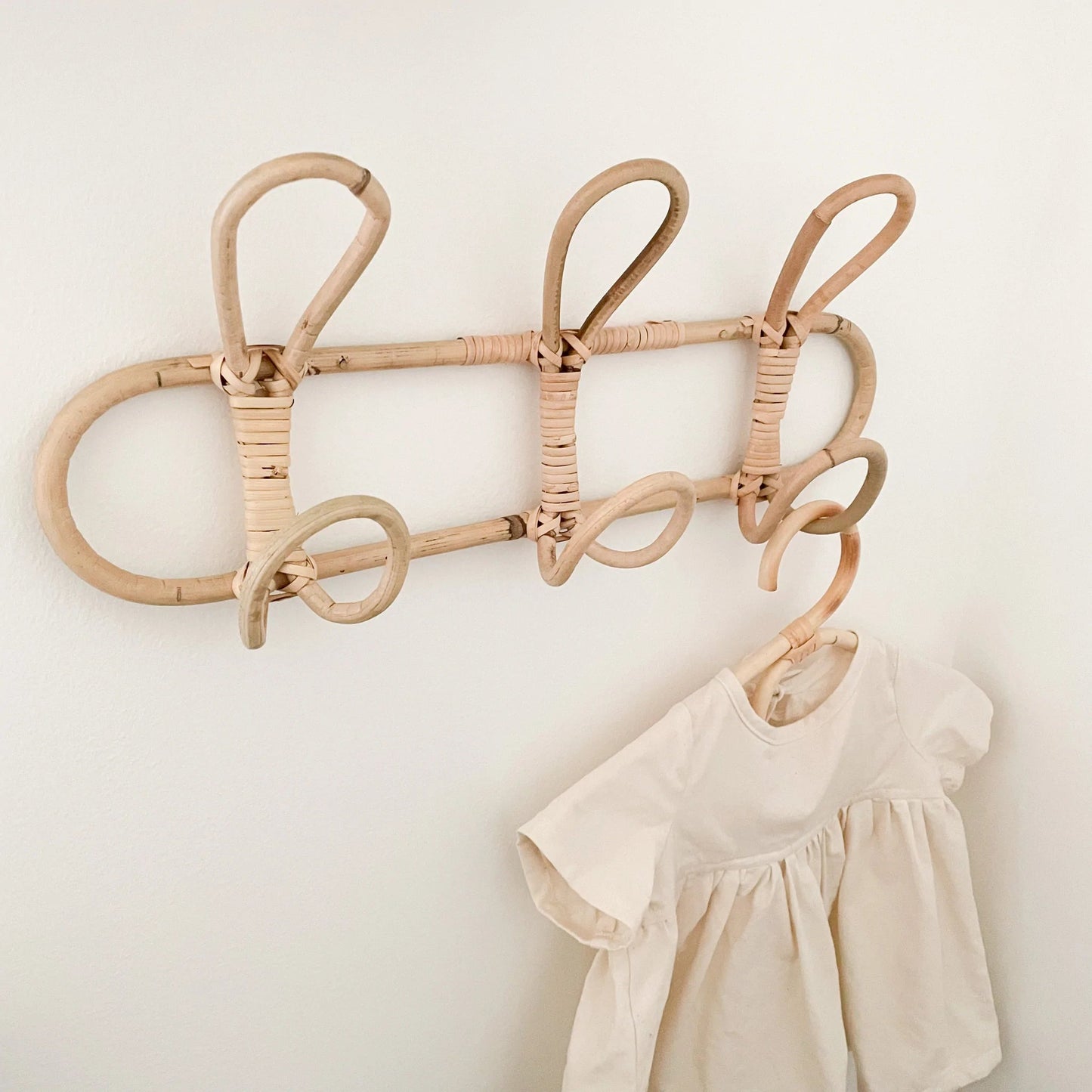 Kids Room Decor Hanger Rattan Wall Hooks Kids Garments Organizer Rack Clothes Hat Hanging Hook Rattan Hanger - Korvel