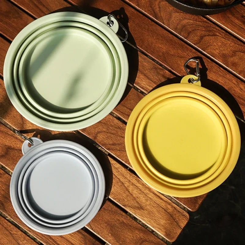 Dog Feeders Folding Silicone Bowl Outdoor Travel Foldable Portable Cat Dog Food Water Container Feeding Tray Bowl Pet Supplies - Korvel