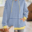 Sudadera con capucha a rayas suelta y casual
