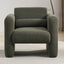 Modern style chair with sheepskin Sherpa fabric soft cushion, comfortable armchair, soft with backrest and pillow, seaweed green - Korvel