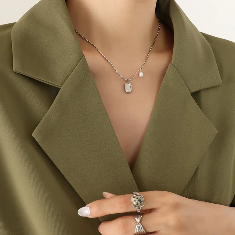 Elliptical Titanium Steel Necklace for Women