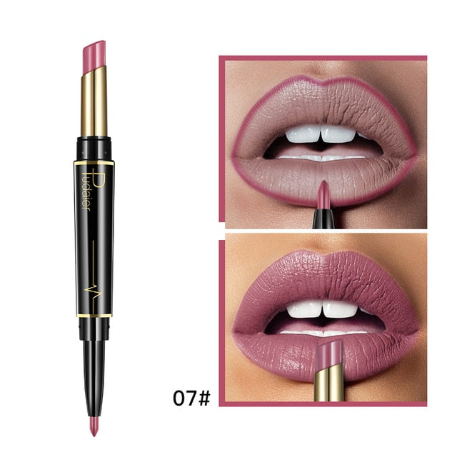 Matte Lipstick Wateproof Double Ended Long Lasting Lipsticks Brand Lip Makeup Cosmetics Nude Dark Red Lips Liner Pencil - Korvel