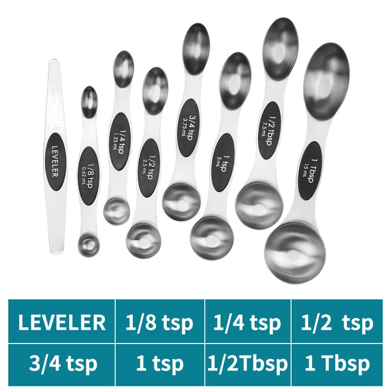 Magnetic Double Head Measuring Spoon Set - 9 Pieces