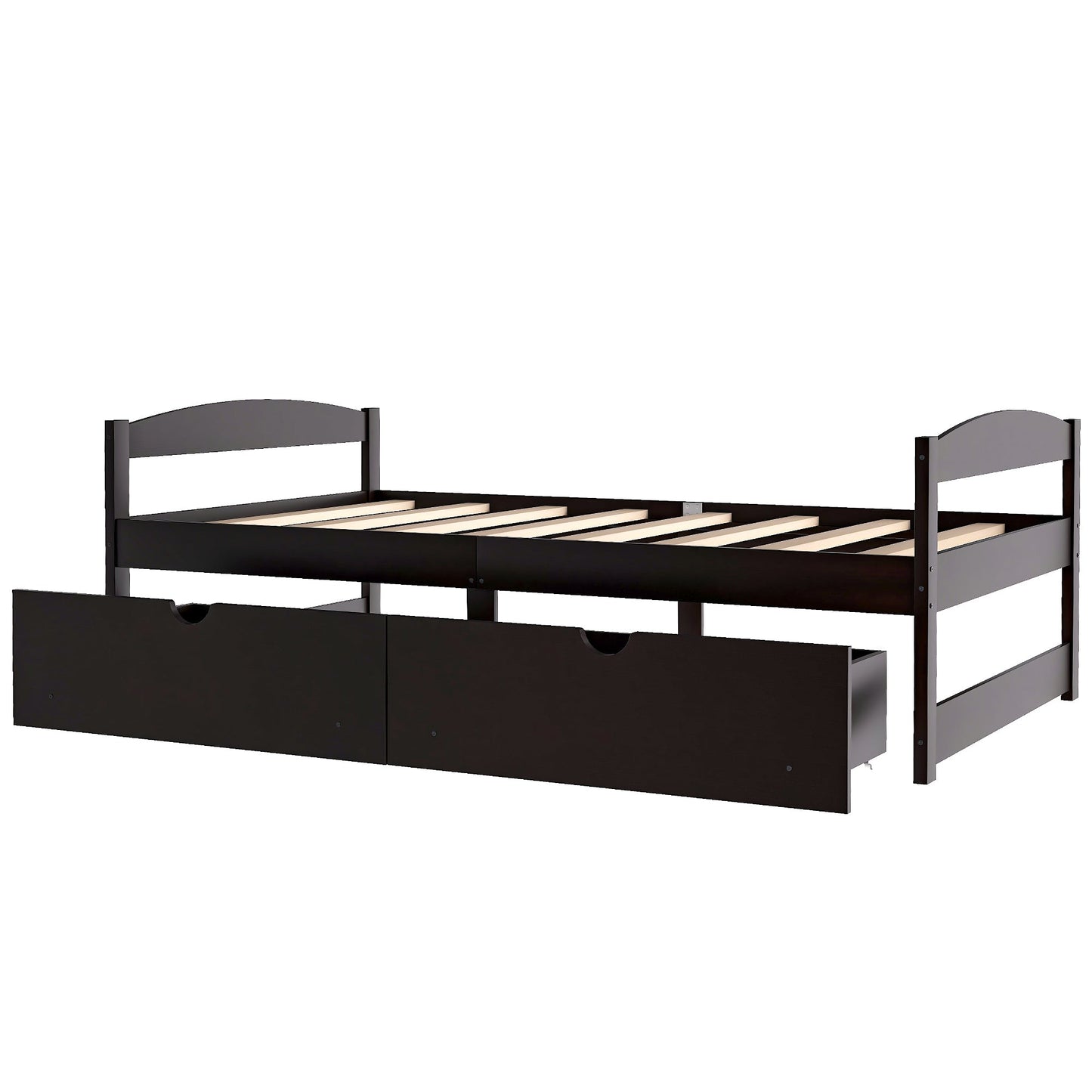 Espresso Twin Size Platform Bed with Two Drawers