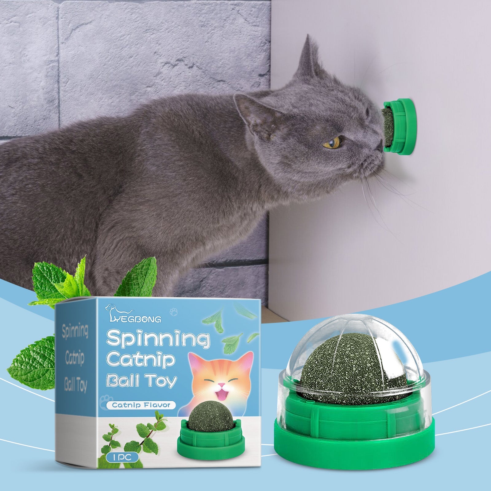 Mint-Flavored Rotating Cat Ball Toy Chew Toy Tooth Cleaning Care Rotating Mint Ball - Korvel
