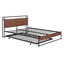 Cama de Plataforma de Metal Tamaño Queen con Trundle y Puertos USB - Negro