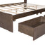 Cama Plataforma de Madera de Nogal de Tamaño Completo con Cabecera de Almacenamiento