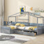Twin Size House Platform Bed with Three Storage Drawers Gray - Korvel