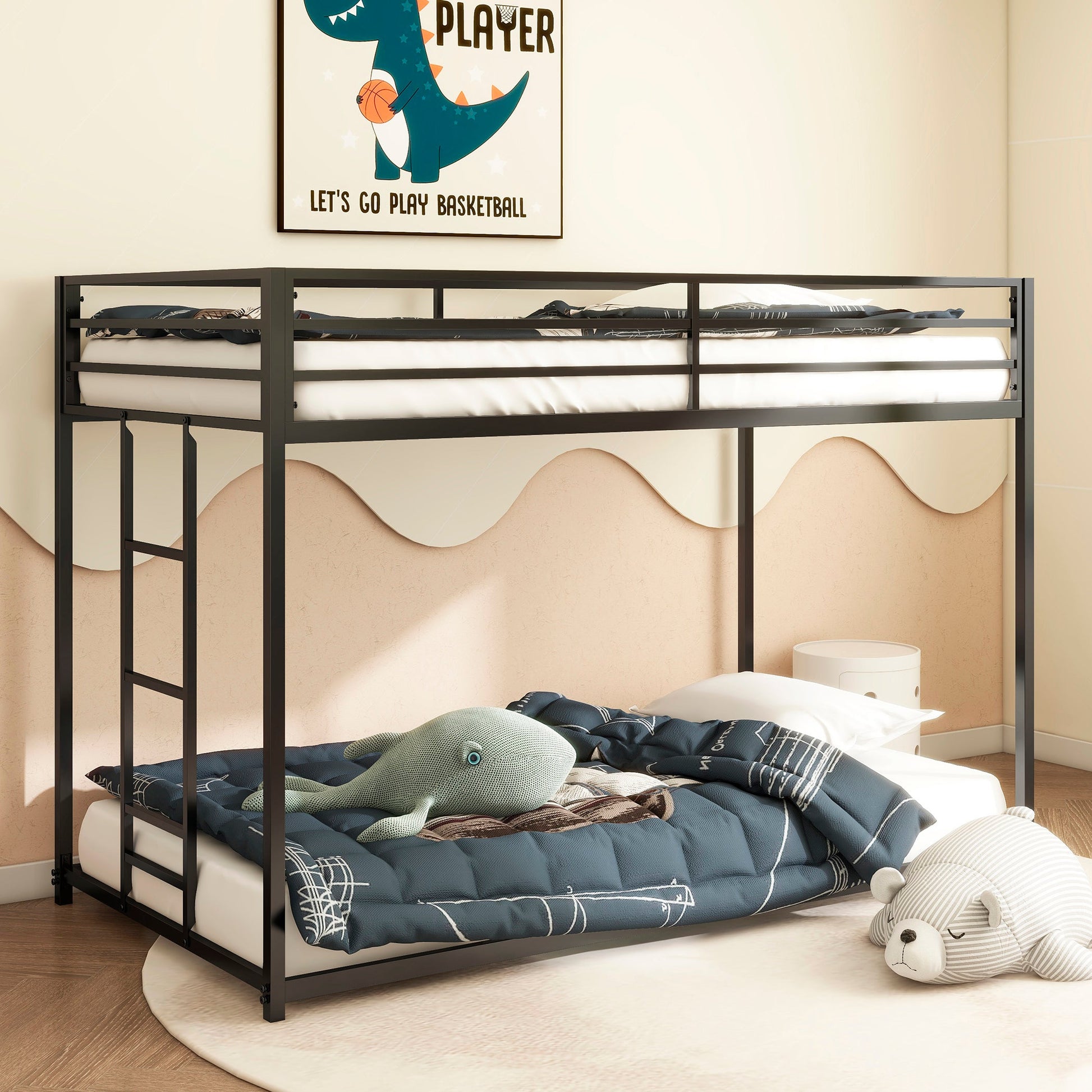 Adam Twin over Twin Metal Bunk, Black - Korvel